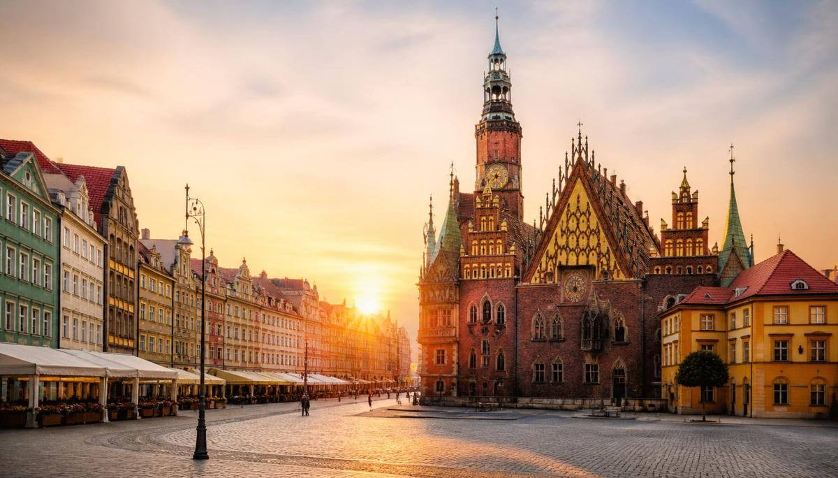 Wrocław market square in Poland, the city region served by the YOT LTD Polish hub