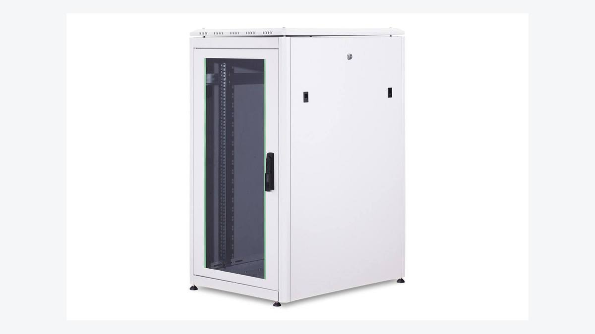 DIGITUS Unique series 22U 19 inch network cabinet with glass front door, manufacturer product photo