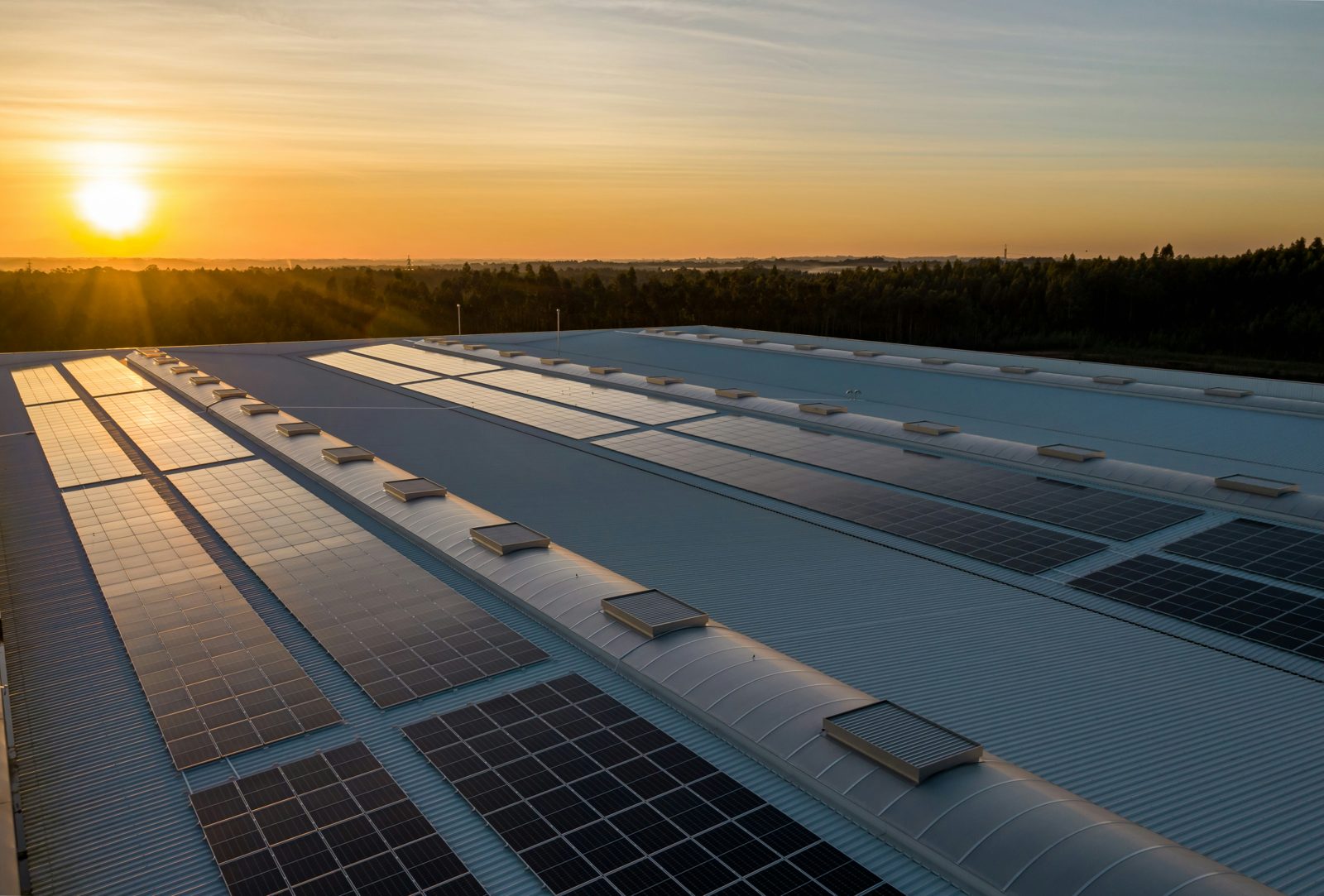 Rooftop solar array on a large industrial building